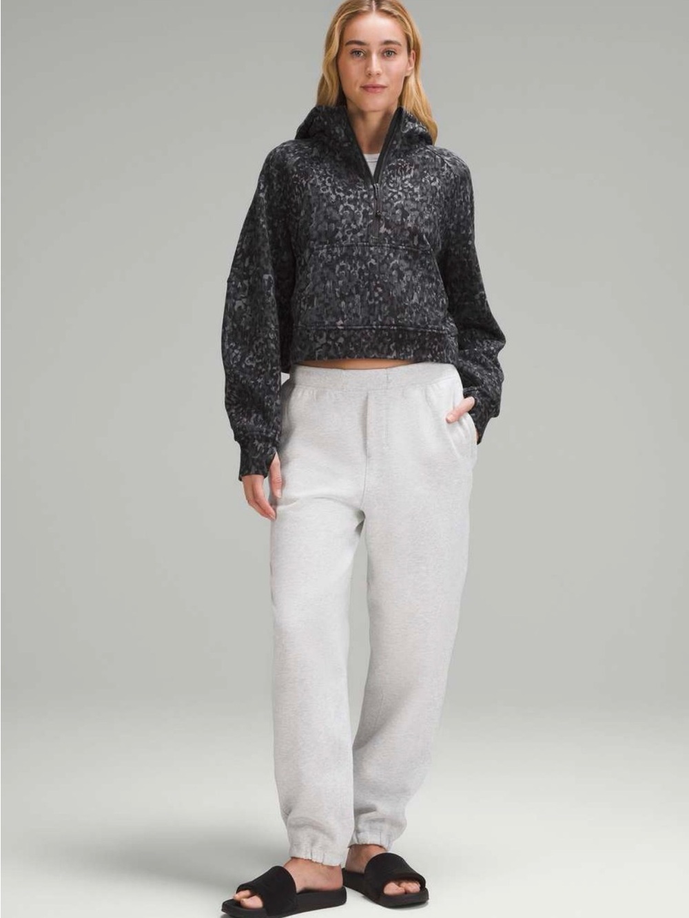 lululemon Scuba Oversized Half-Zip Hoodie Lined Leopard WP Anchor Multi XS/S